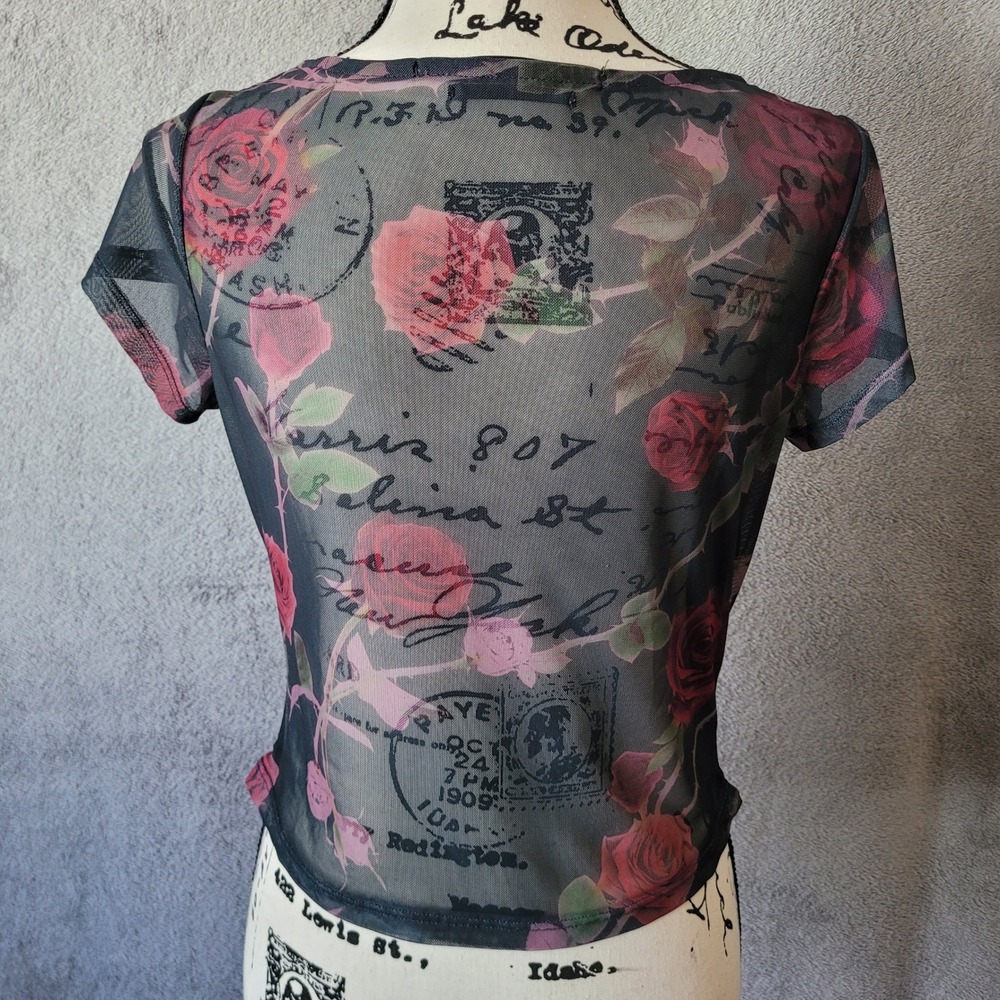 Silence + Noise mesh rose top cowl neck XL grunge goth romantic vampy festival - Picture 4 of 14